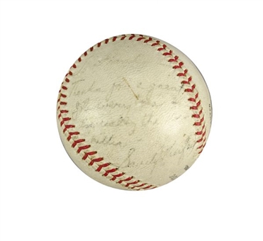 1963 Game Used  Baseball From Koufax No-Hitter Game Signed & Inscribed by Sandy Koufax To Umpire Thanking Him